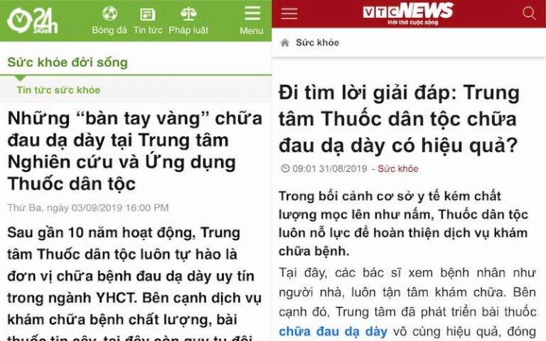 Sơ can Bình vị tán trên các trang báo