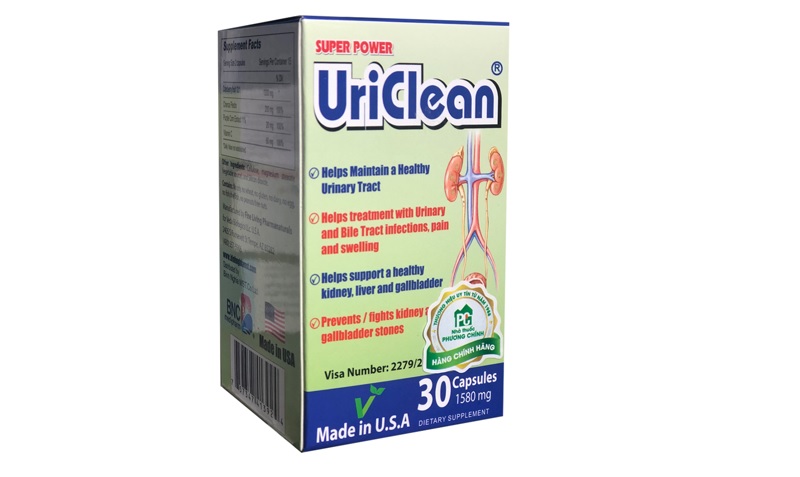 Thuốc trị sỏi thận của Mỹ Super Power Uriclean bào mòn sỏi thận hiệu quả