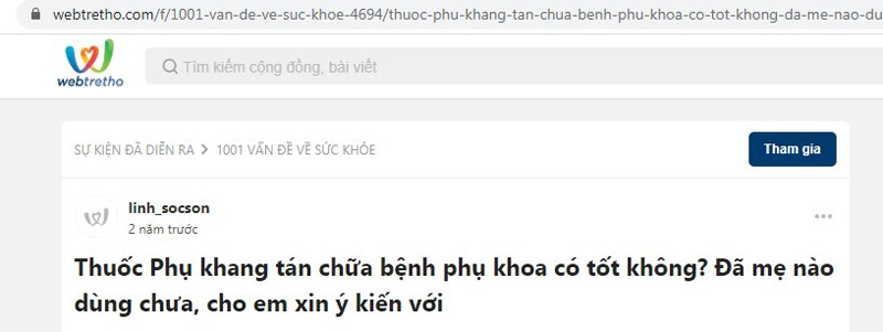 Phụ Khang Tán được nhiều chị em quan tâm trên Webtretho