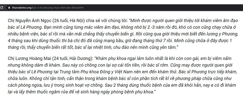 Bác sĩ Lê Phương được bệnh nhân đánh giá cao về thái độ thăm khám và chuyên môn