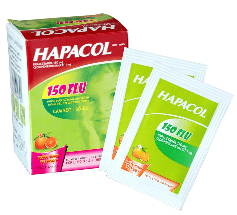 Hapacol 150mg Flu dạng bột giảm nhanh ho sổ mũi