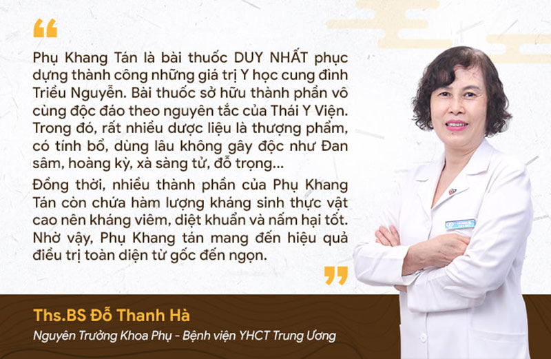 Bác sĩ Thanh Hà đánh giá cao thành phần thảo dược của Phụ Khang Tán