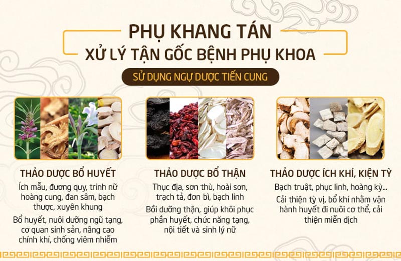 Phụ Khang Tán sử dụng nhiều thảo dược quý dành cho cung phi Triều Nguyễn