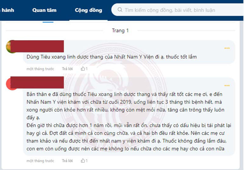 Phản hồi của bệnh nhân viêm mũi dị ứng về bài thuốc của Nhất Nam Y viện