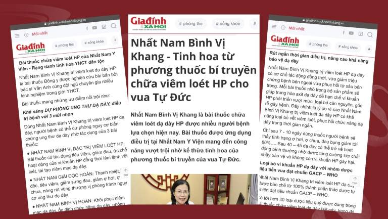 Nhất Nam Bình Vị Khang được báo Giađình.net đưa tin